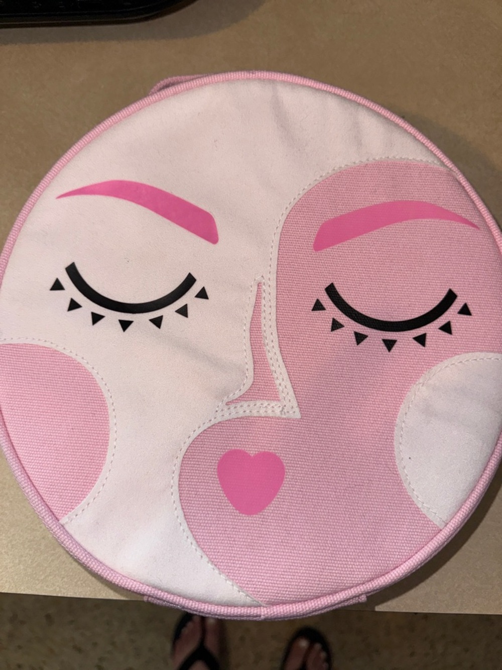 Benefit Pink Round Beauty Face Makeup Bag